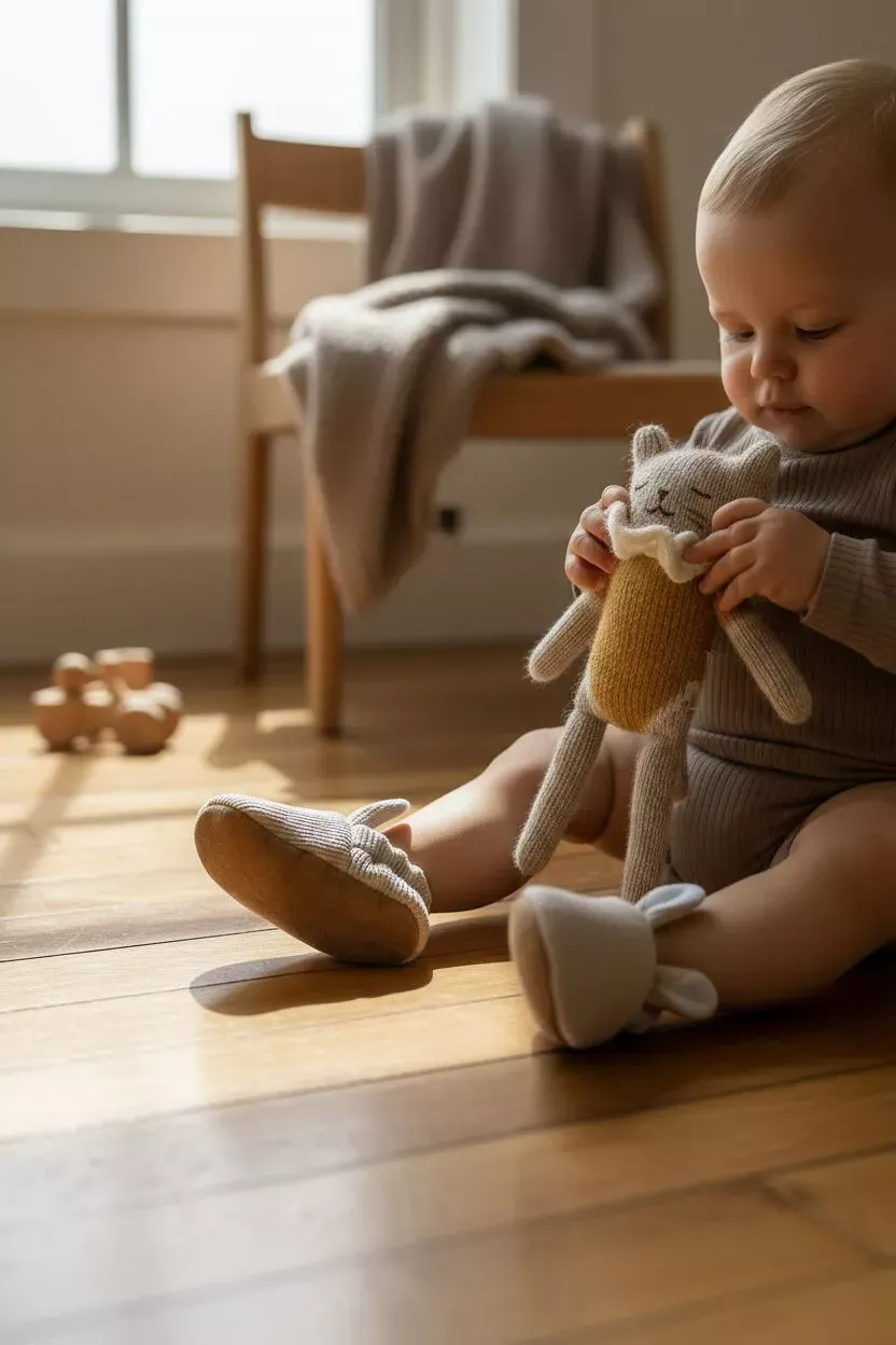 Chaussons Bébé - Gaufré Beige 1.webp