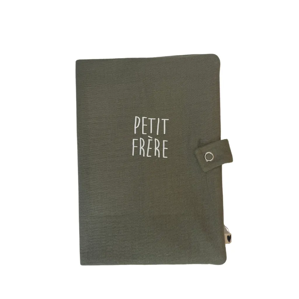 Protège carnet de santé - "Petit frère" - Vert olive