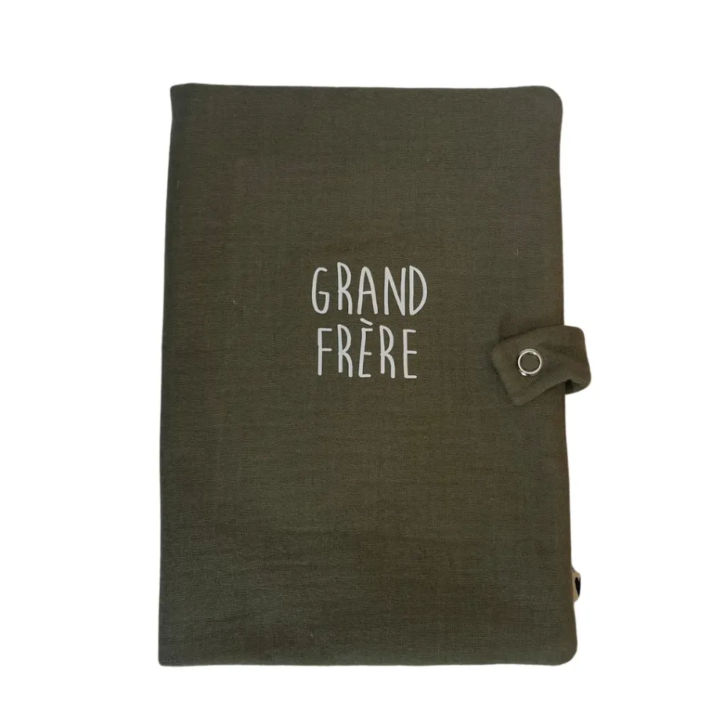 Protège carnet de santé - "Grand frère" - Vert olive