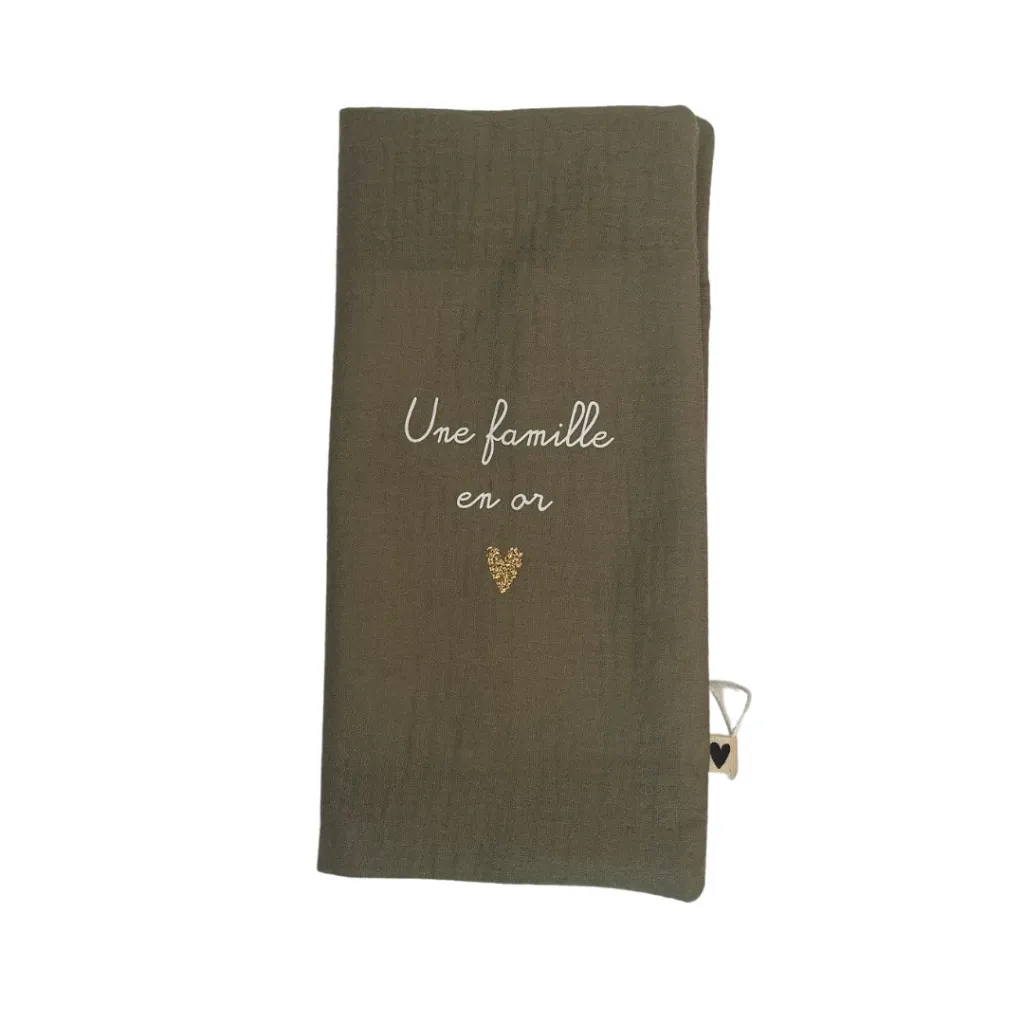 Protège livret de famille - "Une famille en or" - Vert olive