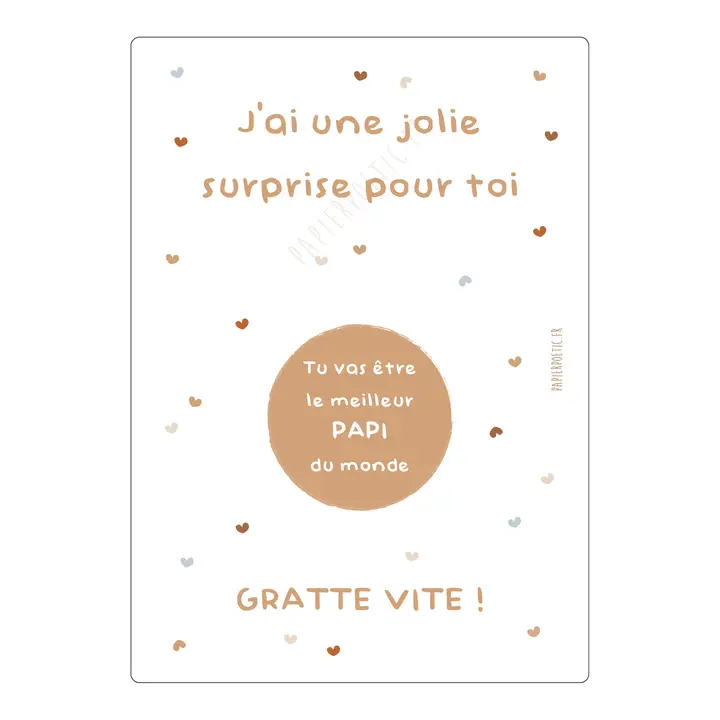 Carte à gratter "Coeurs Multico" - ANNONCE PAPI