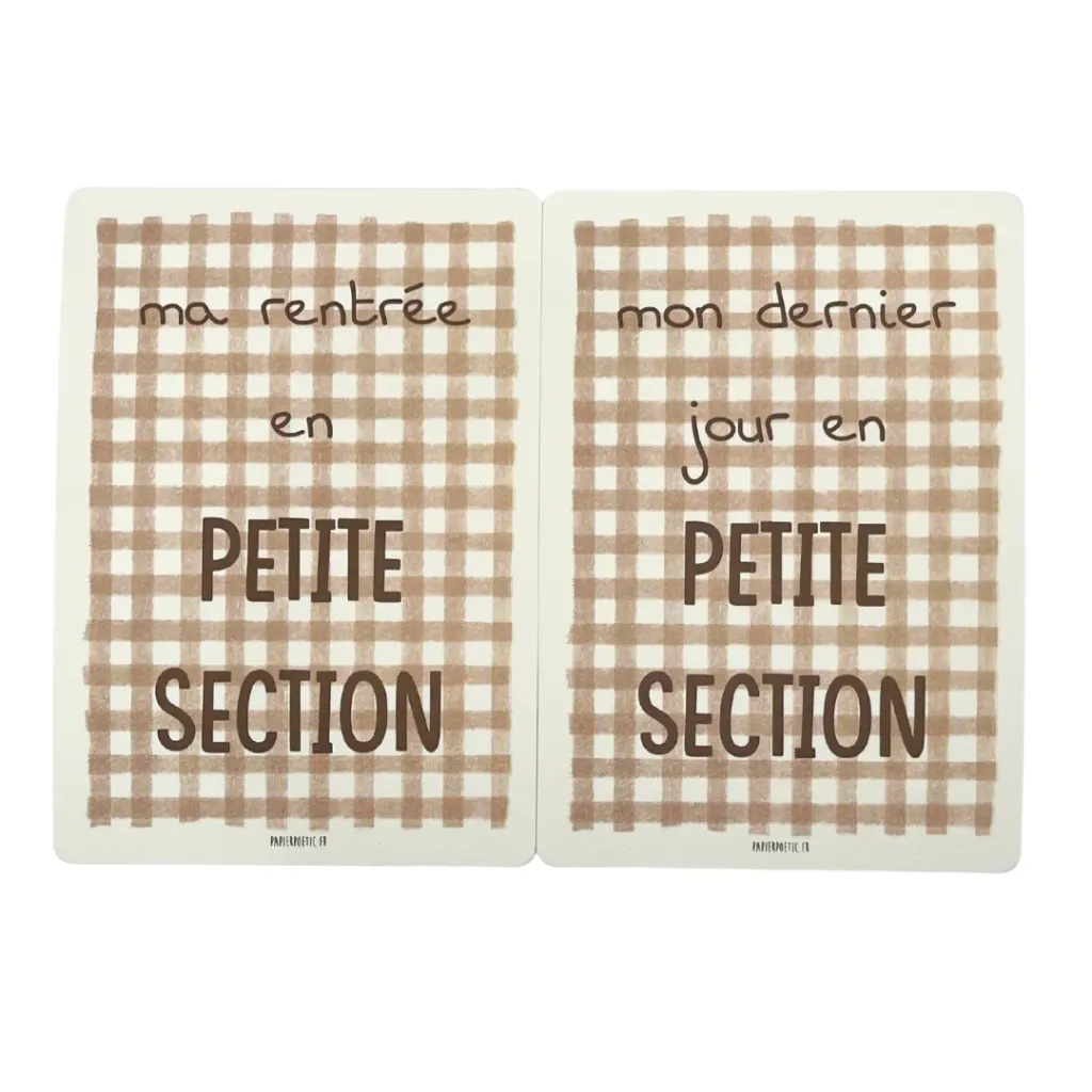 Cartes Souvenirs École Maternelle "VICHY" (Duo Petite section)