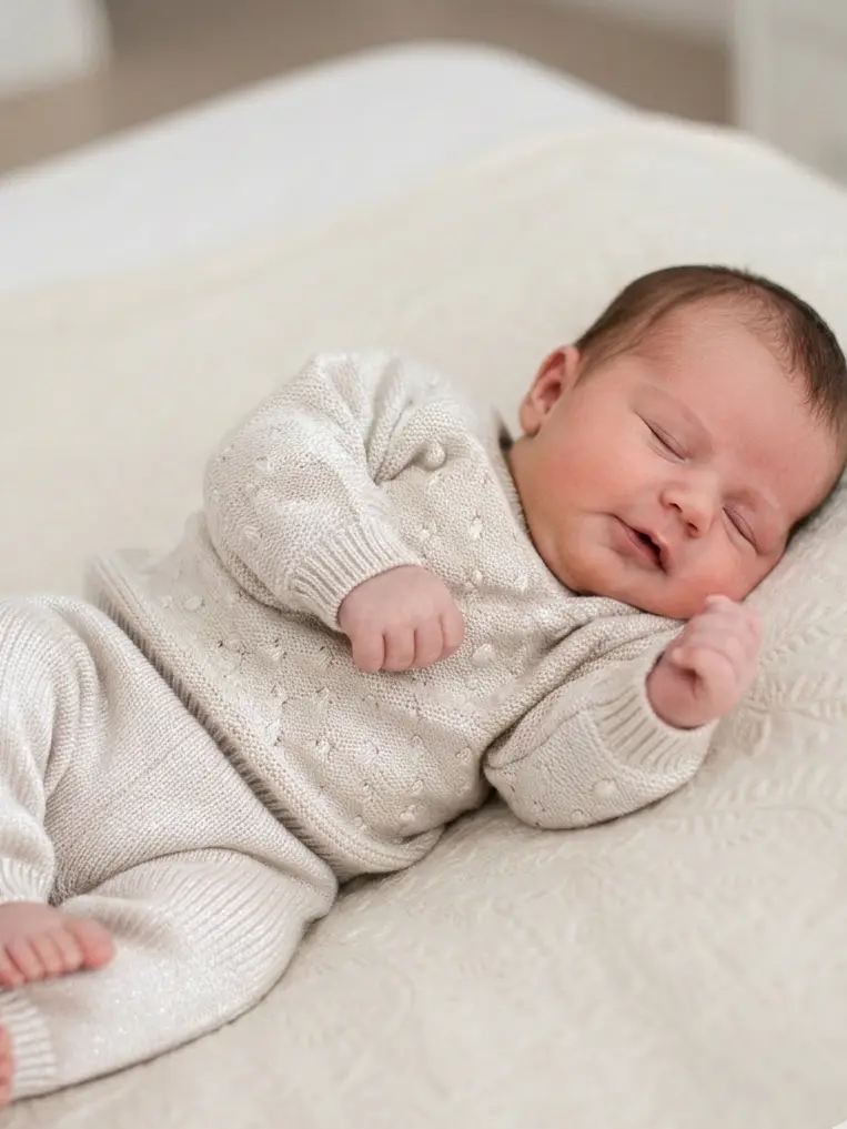 Ensemble Les petits basiques Perle/blanc (1-3 mois)