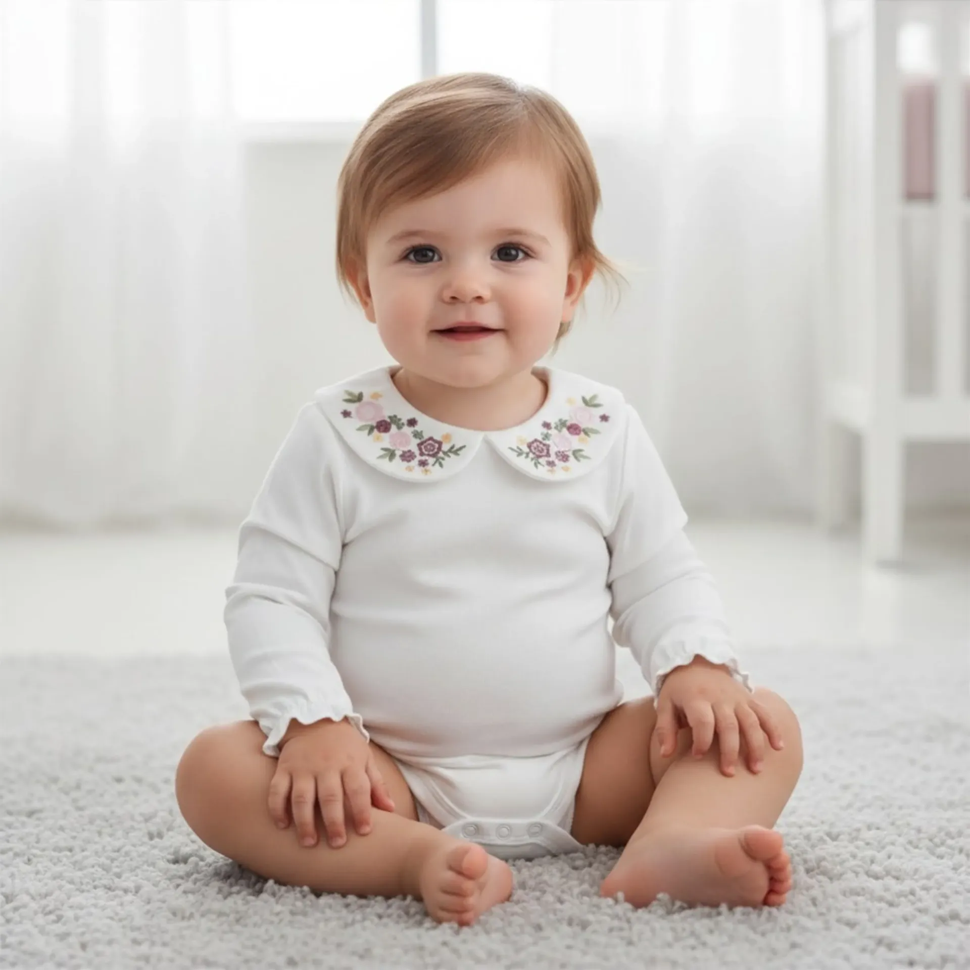 Body a manche longues Maria fleurs roses (3 mois)