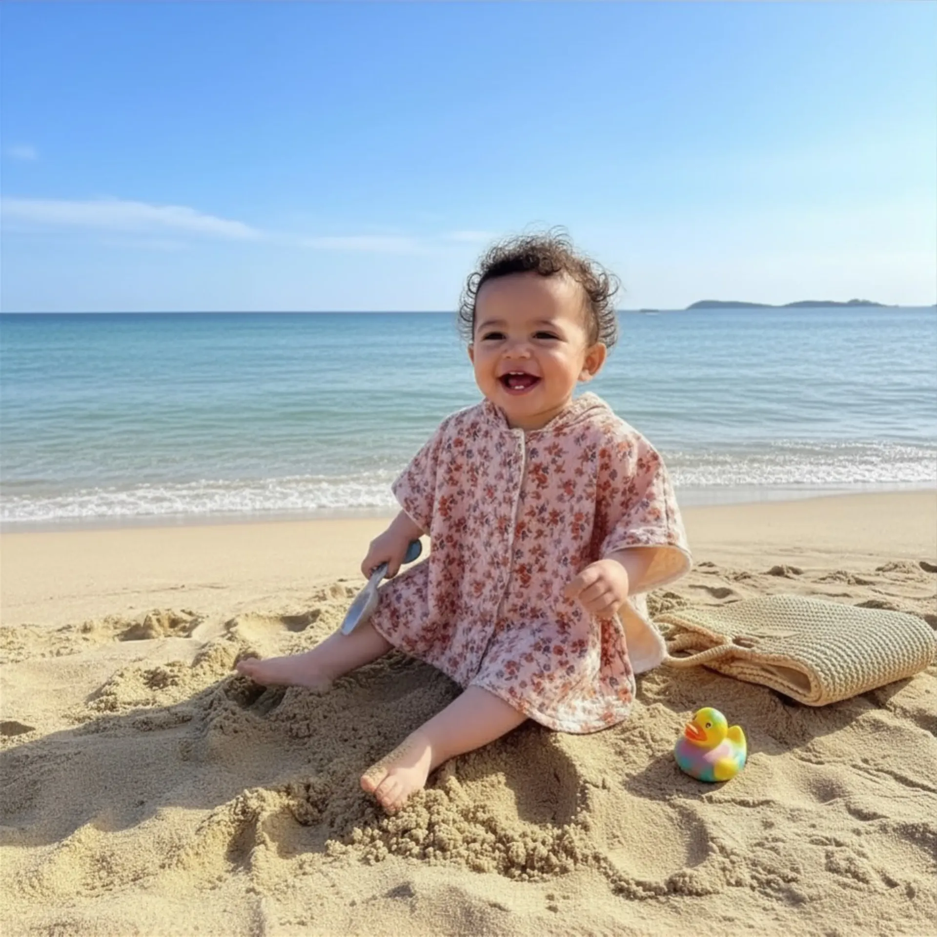 Poncho de plage Fleurs de Printemps (3-12 mois)