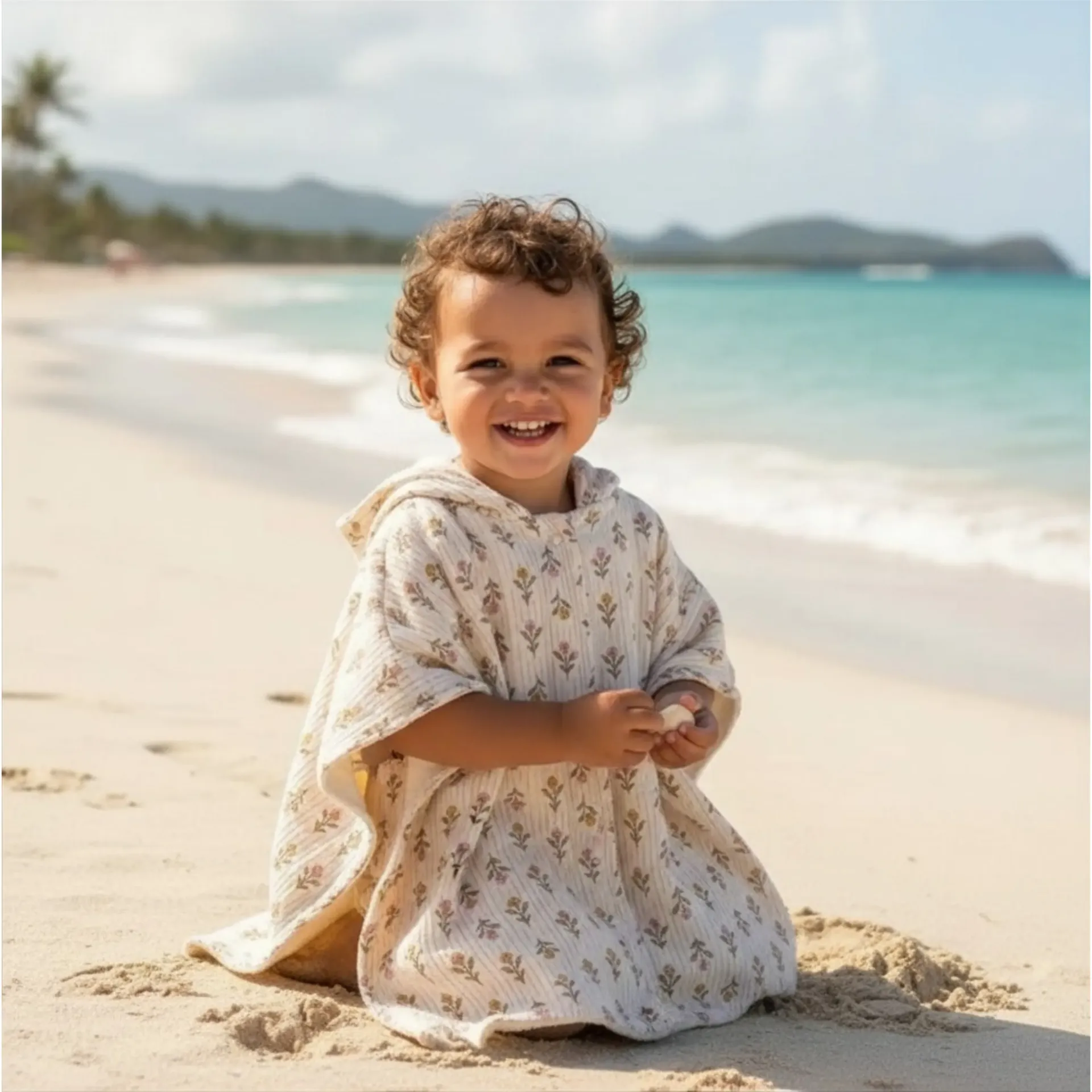 Poncho de plage " Jardin secret "