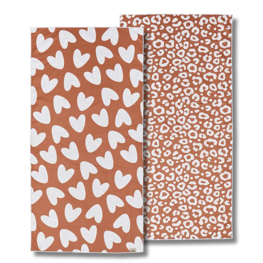 Serviette microfibre (Blanc/Marron)