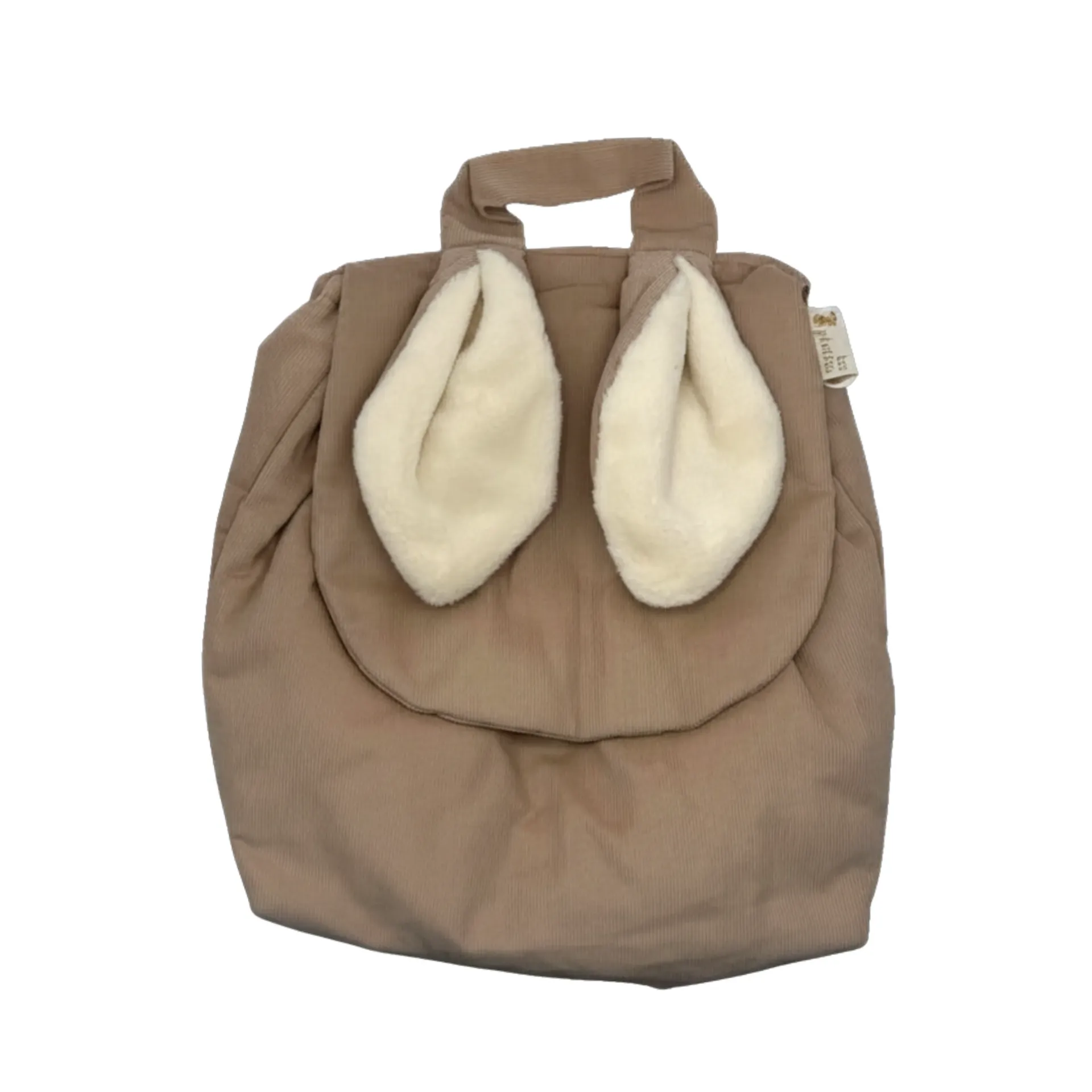 Sac à dos enfant oreilles de lapin – Velours de coton latte (Idéal crèche/maternelle)