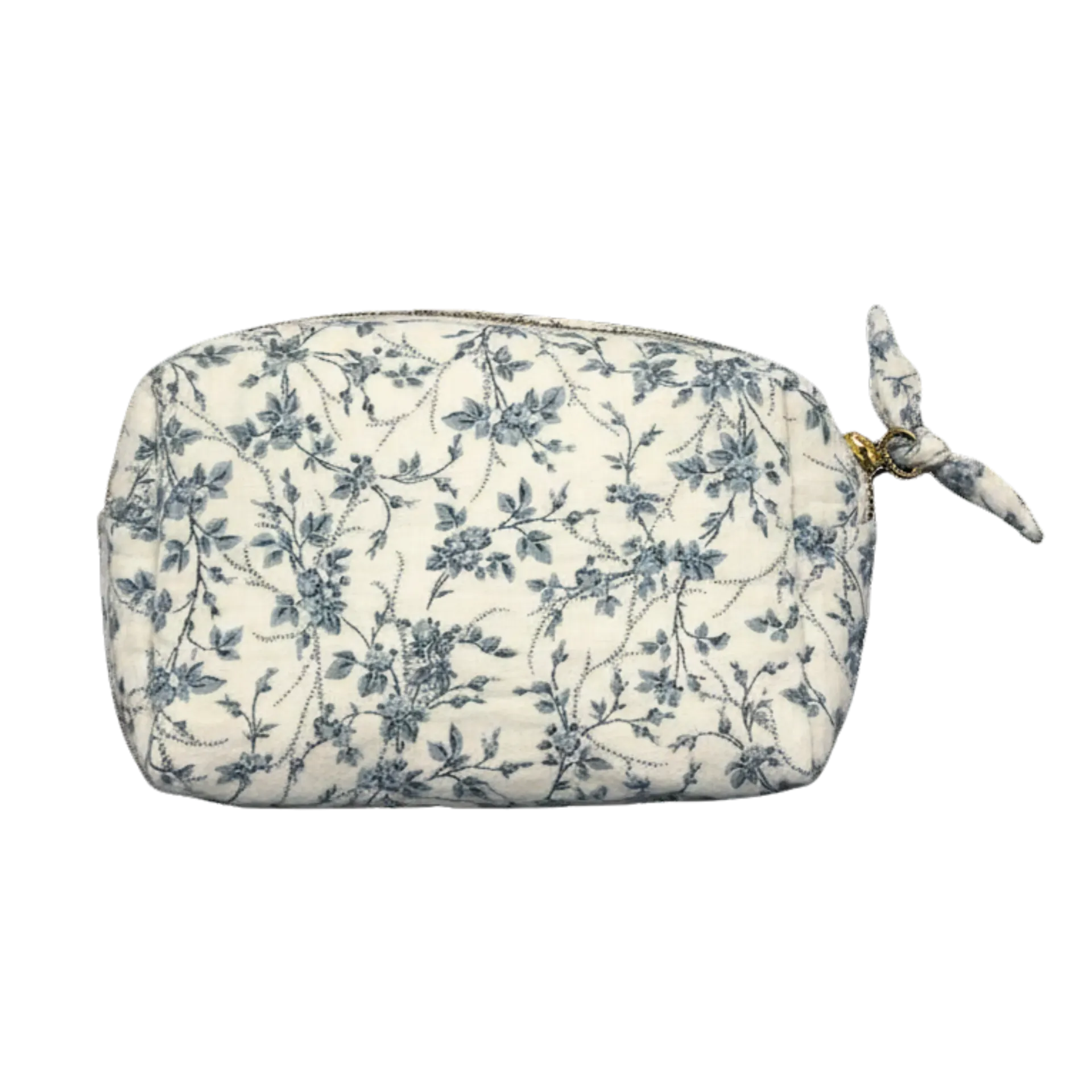 Trousse de toilette fleurs bleues (Petite (18cm x 12cm x 5cm))