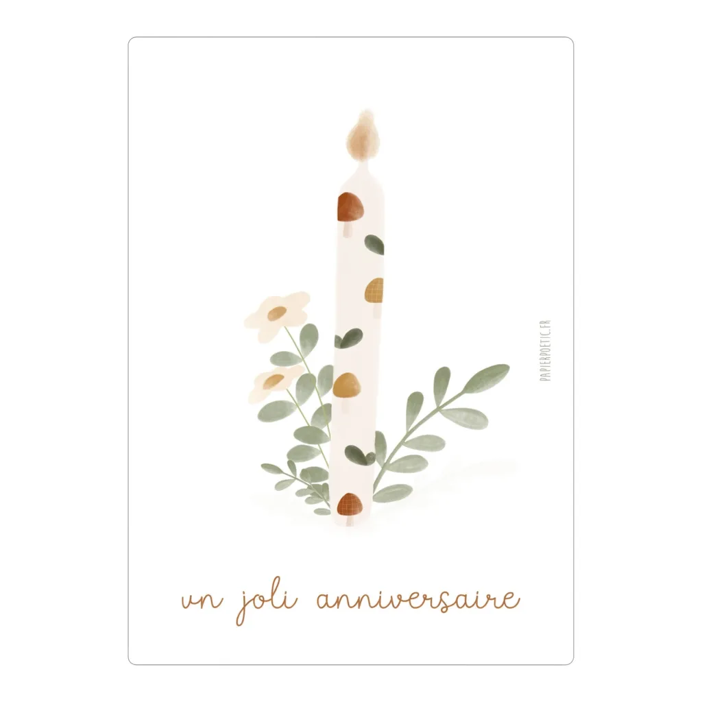 Carte Postale "Anniversaire Bougie Brindilles"